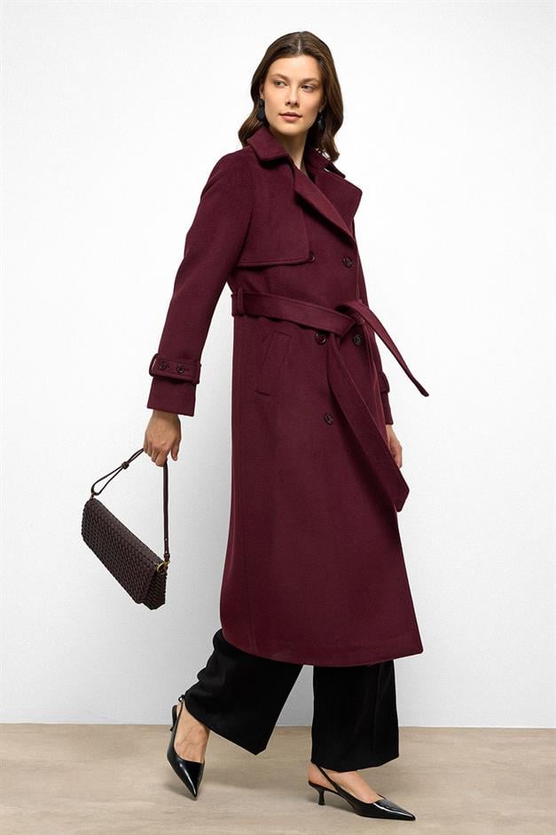 معطف مزدوج الصدر مع تفاصيل الرأس دامسون 3091