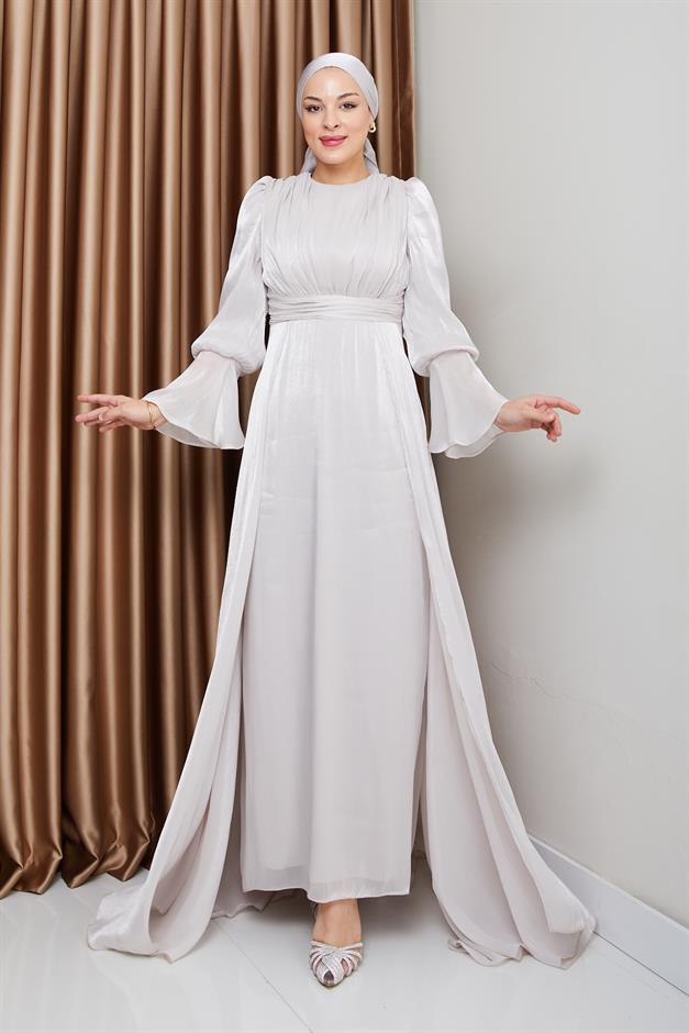 فستان سهرة حرير من يوريو مع تنورة كيب حجر 1235