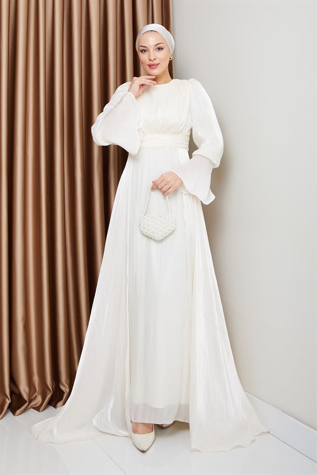 فستان سهرة حرير من يوريو مع تنورة كيب وحدة التحكم الإلكترونية 1235