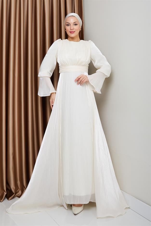 فستان سهرة حرير من يوريو مع تنورة كيب وحدة التحكم الإلكترونية 1235