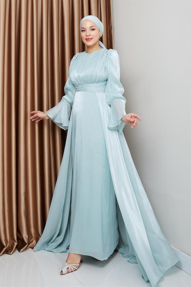 فستان سهرة حرير من يوريو مع تنورة كيب مثل 1235