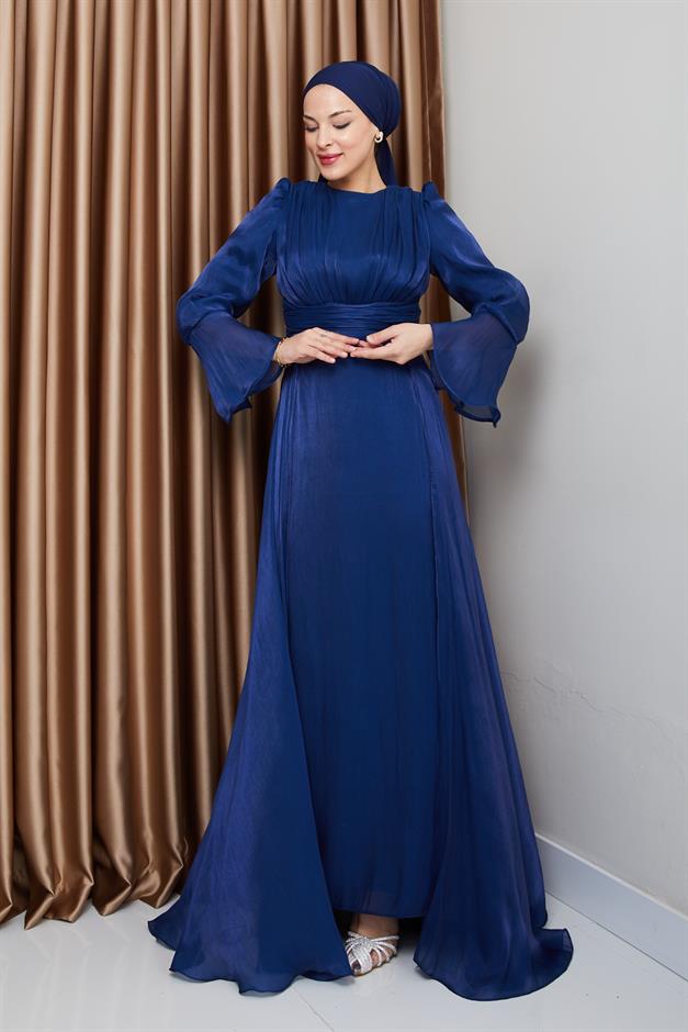 فستان سهرة حرير من يوريو مع تنورة كيب ك. نيلي 1235