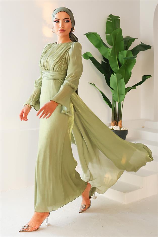 فستان سهرة حرير من يوريو مع تنورة كيب كاجلا 1235