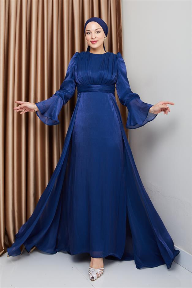 فستان سهرة حرير من يوريو مع تنورة كيب ك. نيلي 1235