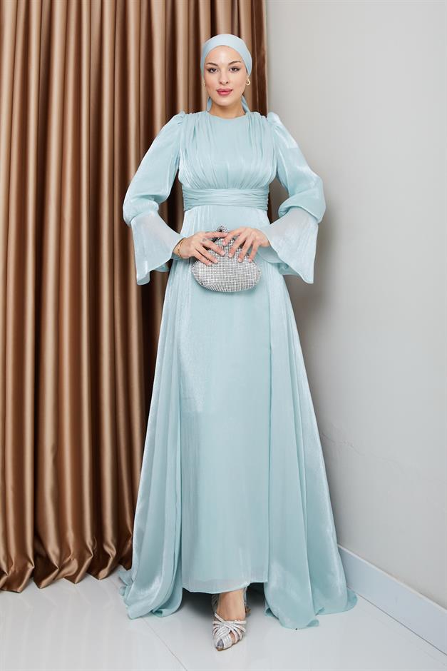 فستان سهرة حرير من يوريو مع تنورة كيب مثل 1235