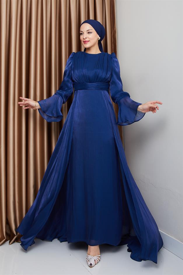 فستان سهرة حرير من يوريو مع تنورة كيب ك. نيلي 1235