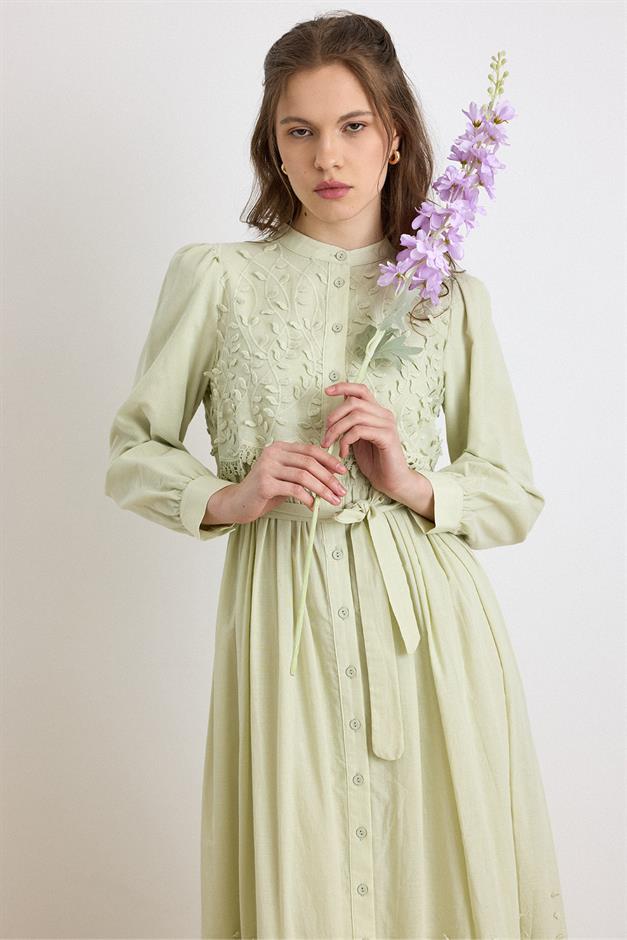 Pelerin ve Eteği Üç Boyutlu Aplikeli Exclusive Elbise ÇAĞLA 9432-E