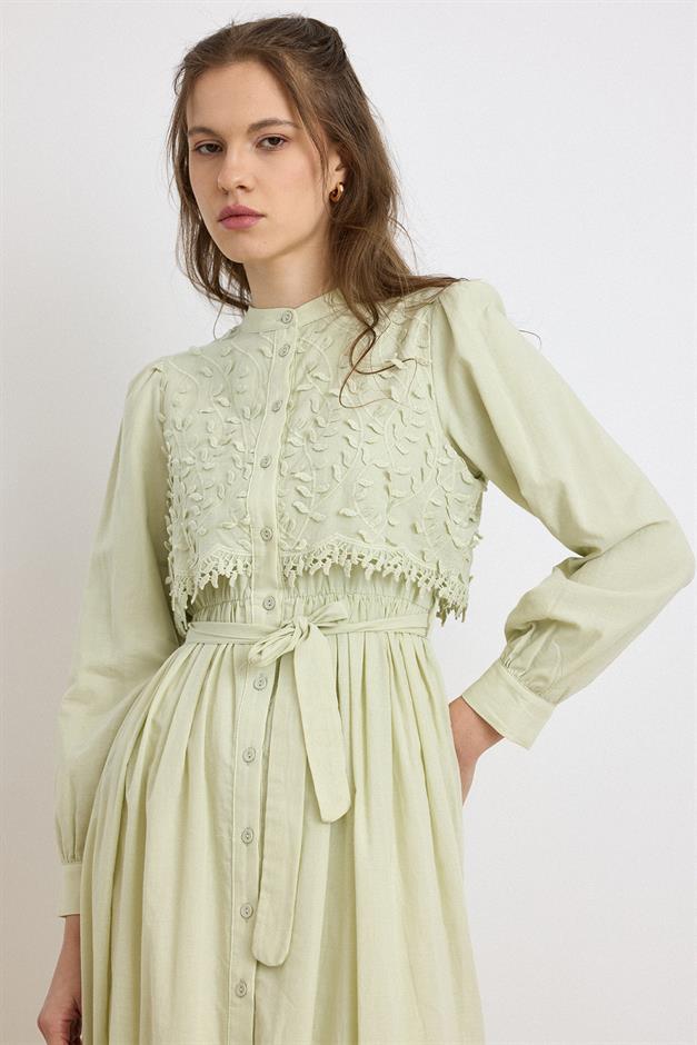 Pelerin ve Eteği Üç Boyutlu Aplikeli Exclusive Elbise ÇAĞLA 9432-E