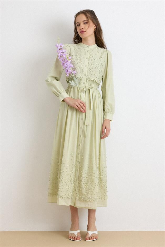 Pelerin ve Eteği Üç Boyutlu Aplikeli Exclusive Elbise ÇAĞLA 9432-E