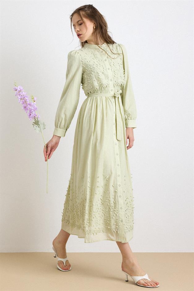 Pelerin ve Eteği Üç Boyutlu Aplikeli Exclusive Elbise ÇAĞLA 9432-E