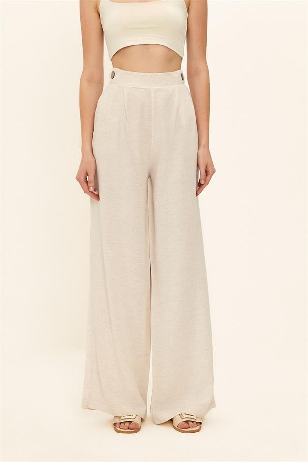 بنطلون كاجوال مع طيات وتفاصيل أزرار يفعل 7581