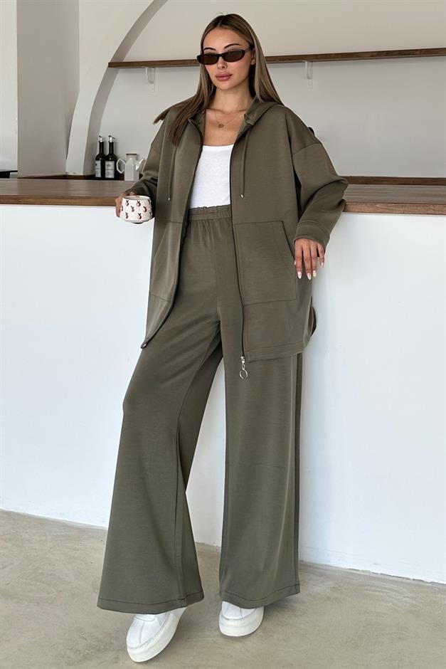 طقم بنطلون رياضي من القماش الفاخر يمين 9370-TK