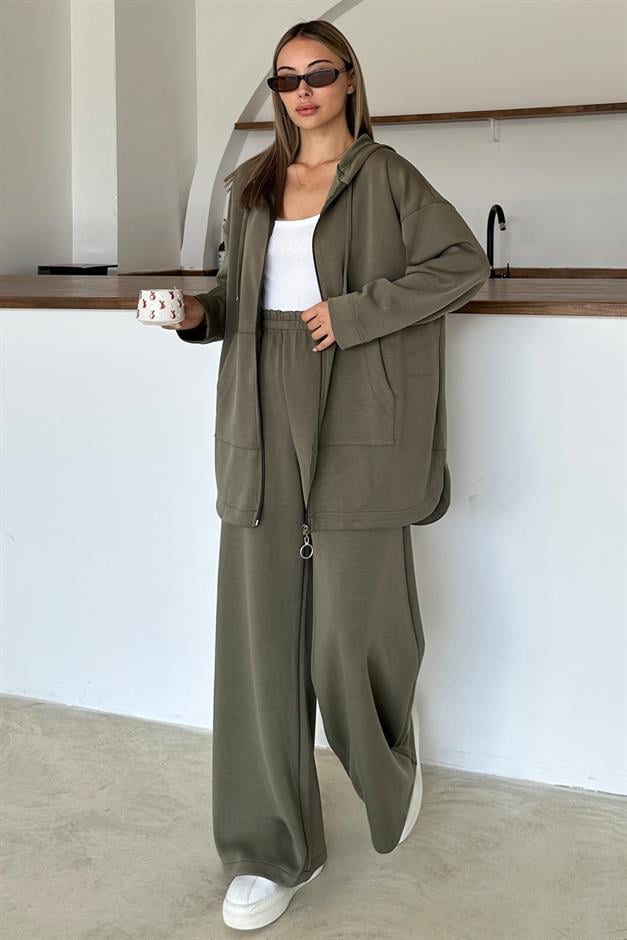 طقم بنطلون رياضي من القماش الفاخر يمين 9370-TK