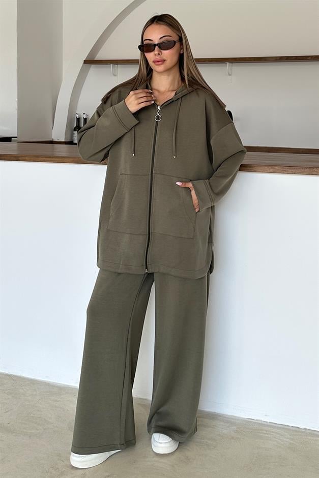 طقم بنطلون رياضي من القماش الفاخر يمين 9370-TK