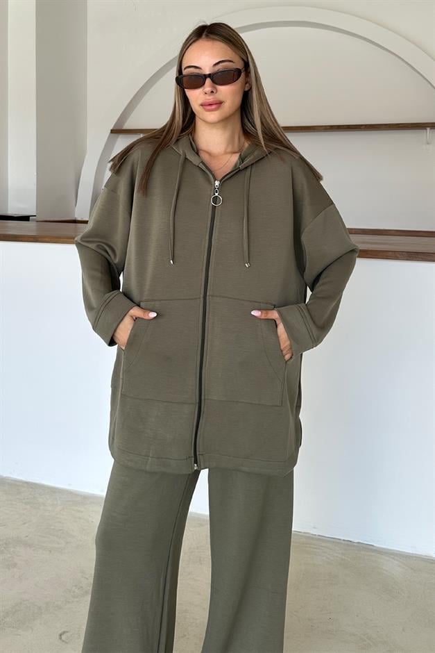 طقم بنطلون رياضي من القماش الفاخر يمين 9370-TK