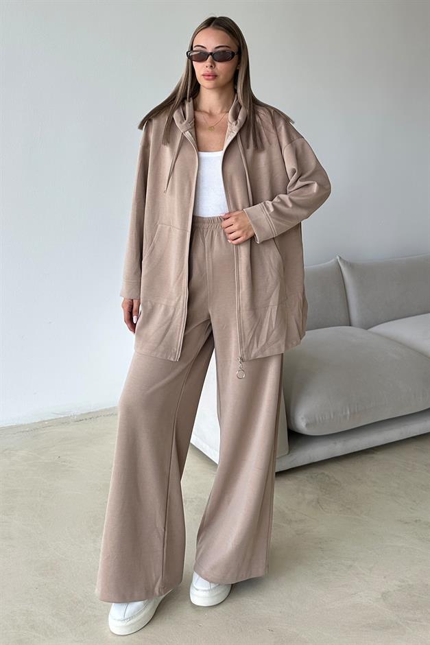 Premium Fabric Sweat Trouser Set CAMEL 9370-TK