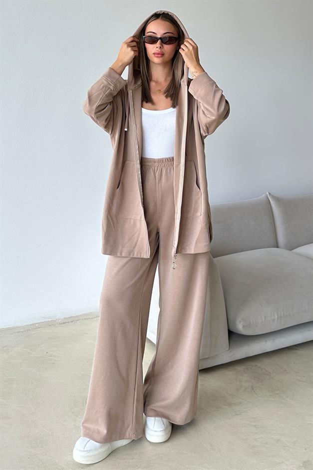 Premium Fabric Sweat Trouser Set CAMEL 9370-TK