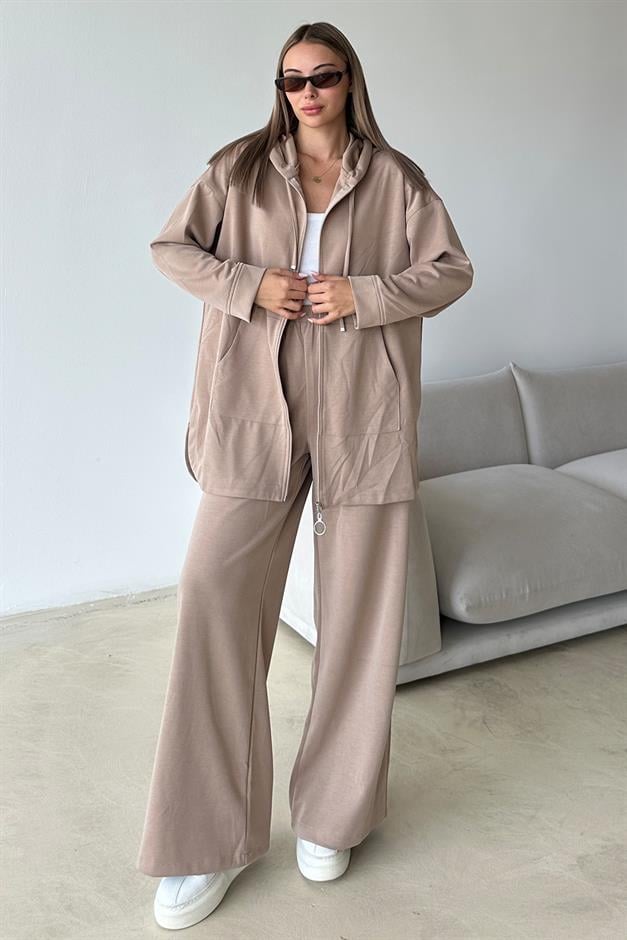 Premium Fabric Sweat Trouser Set CAMEL 9370-TK