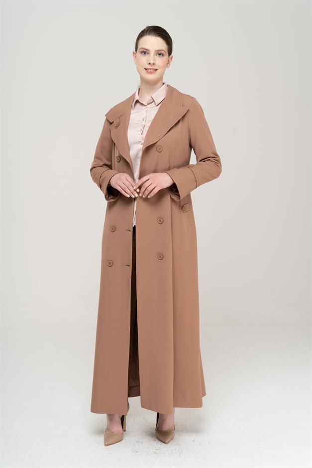 Punto Detaylı Kruvaze Astarlı Pardesü KAMEL 6551