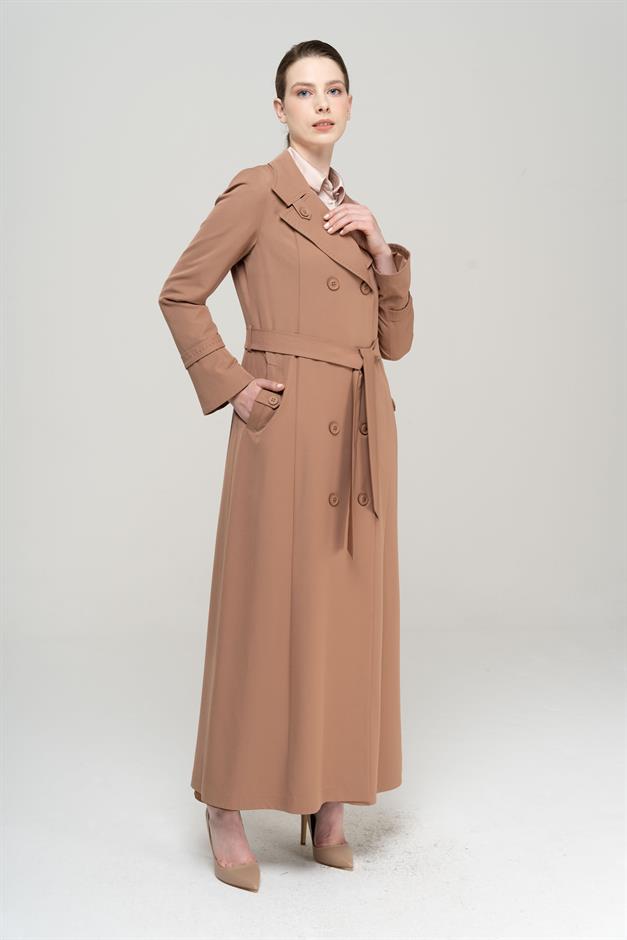 Punto Detaylı Kruvaze Astarlı Pardesü KAMEL 6551