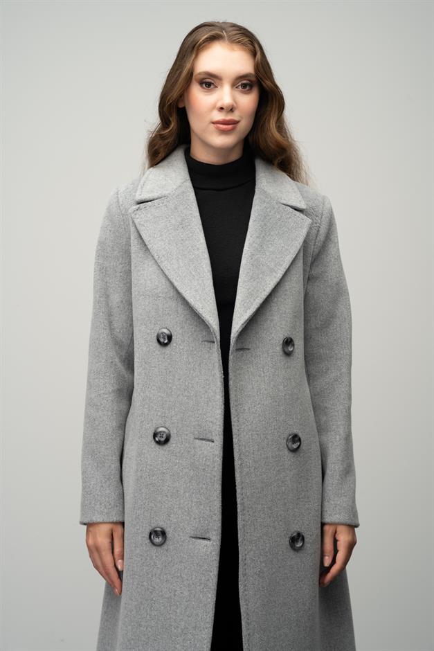 Double-Breasted Exclusive Coat with Punto Detail A.GRI 3055