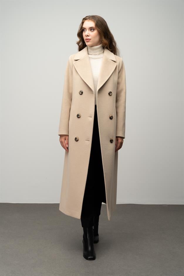 معطف حصري مزدوج الصدر مع تفاصيل بونتو يفعل 3055