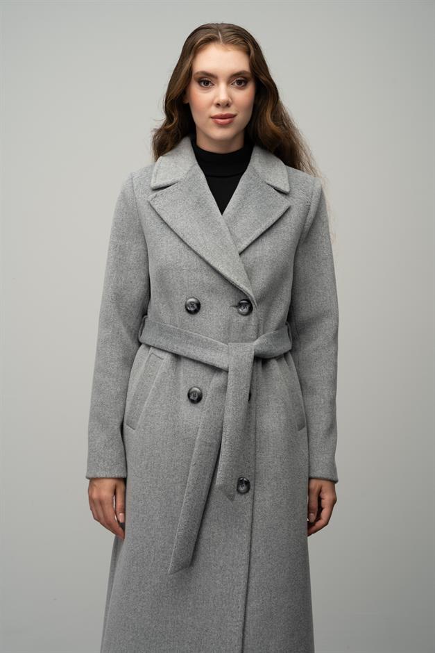 Double-Breasted Exclusive Coat with Punto Detail A.GRI 3055