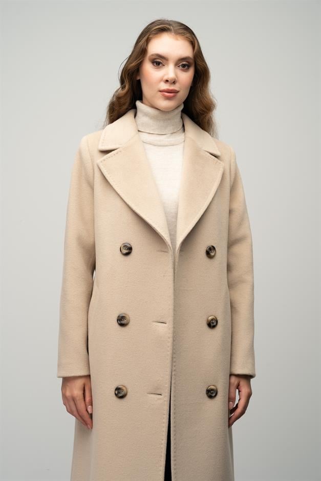 معطف حصري مزدوج الصدر مع تفاصيل بونتو يفعل 3055