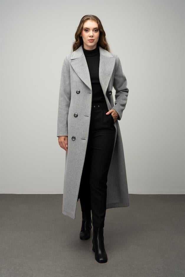 Double-Breasted Exclusive Coat with Punto Detail A.GRI 3055