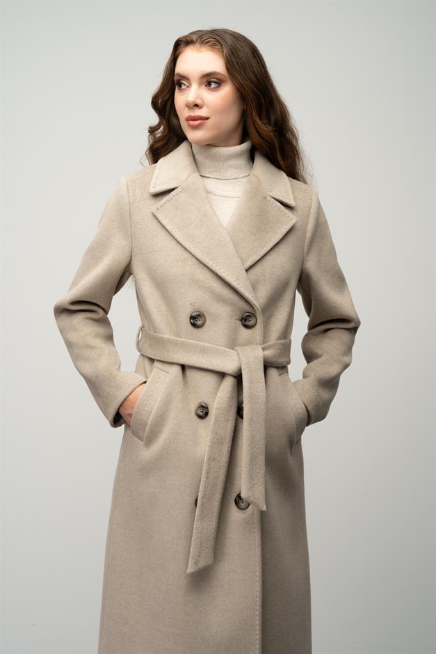 Double-Breasted Exclusive Coat with Punto Detail STONE 3055
