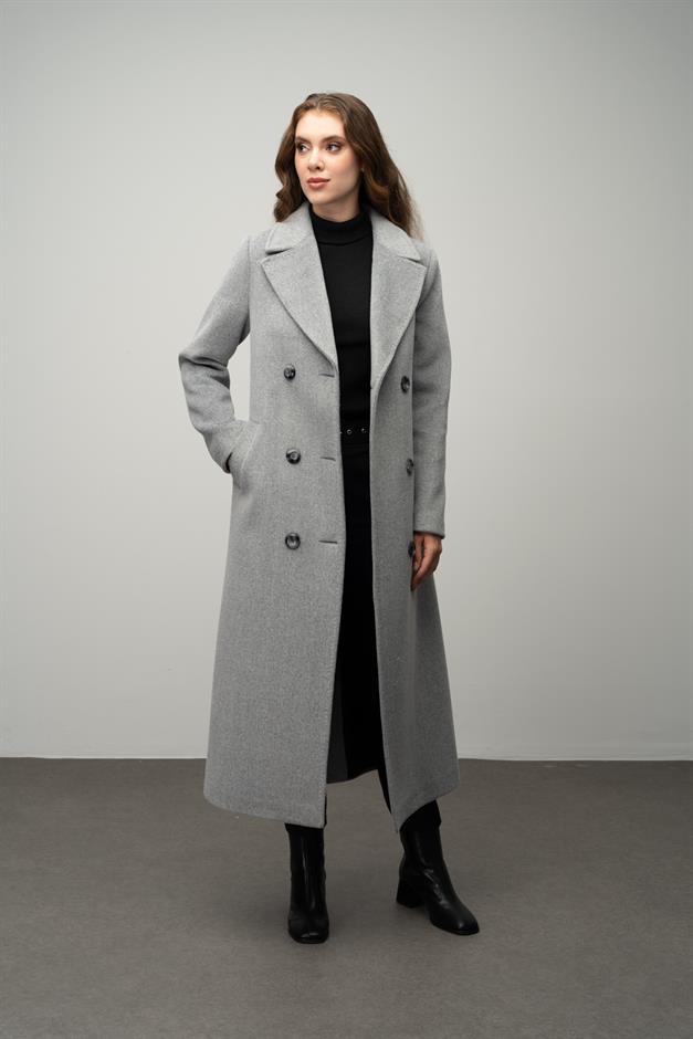 Double-Breasted Exclusive Coat with Punto Detail A.GRI 3055