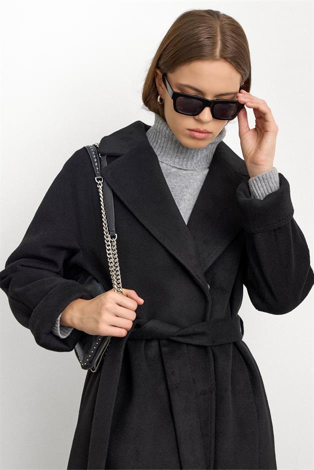 Punto Dikiş Detaylı Oversize Premium Kaban SİYAH 3108