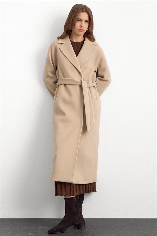 Punto Dikiş Detaylı Oversize Premium Kaban BEJ 3108