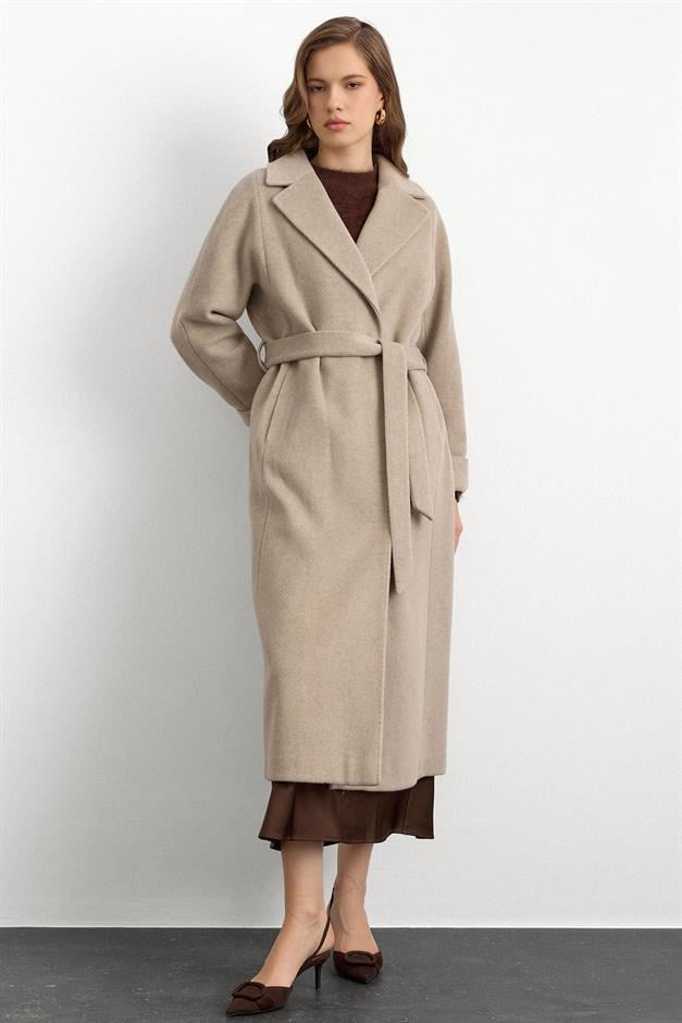 Punto Dikiş Detaylı Oversize Premium Kaban TAŞ MELANJ 3108