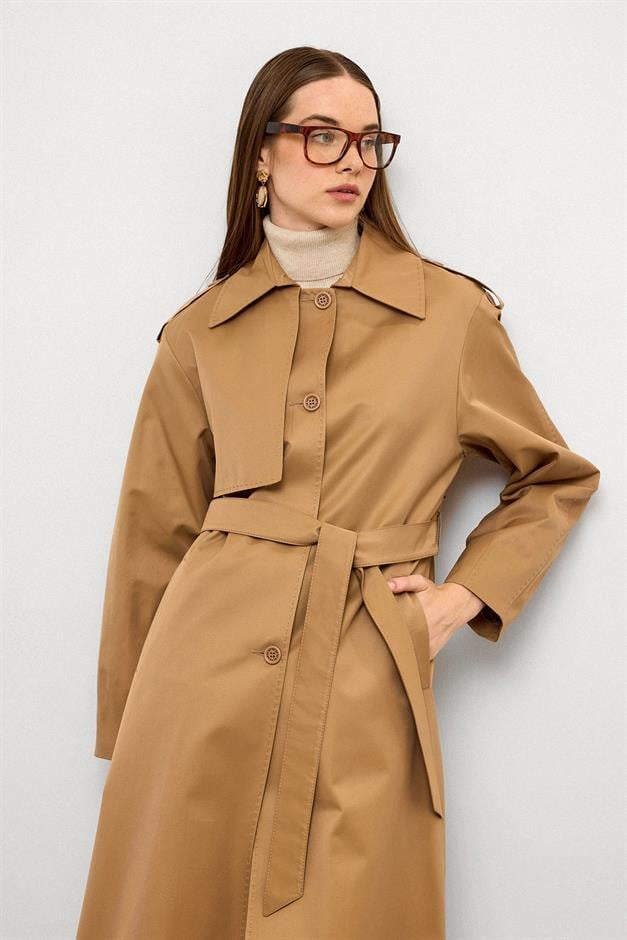 Comfortable Fit Water Repellent Trench Coat with Punto Stitching Detail K. KAMEL 6769