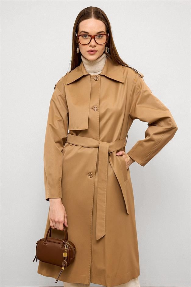 Comfortable Fit Water Repellent Trench Coat with Punto Stitching Detail K. KAMEL 6769