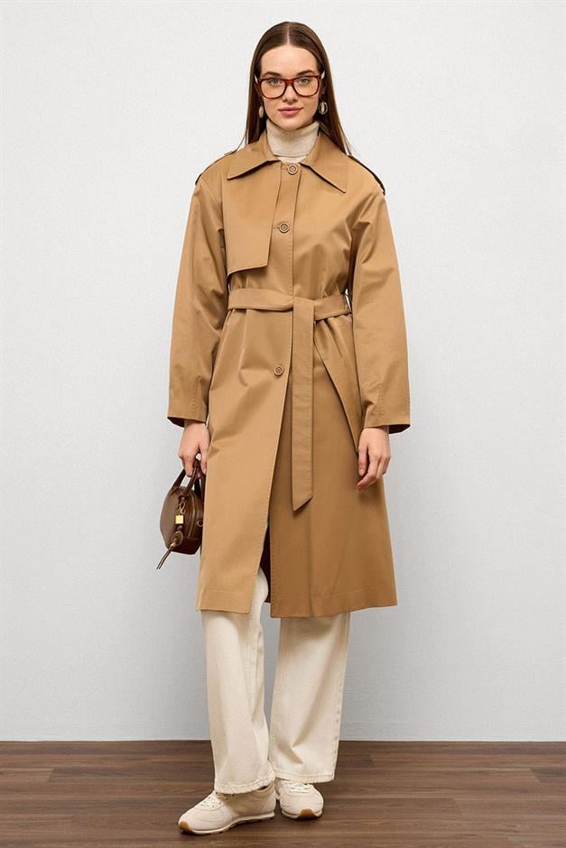 Comfortable Fit Water Repellent Trench Coat with Punto Stitching Detail K. KAMEL 6769