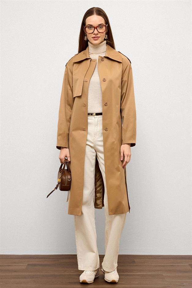 Comfortable Fit Water Repellent Trench Coat with Punto Stitching Detail K. KAMEL 6769