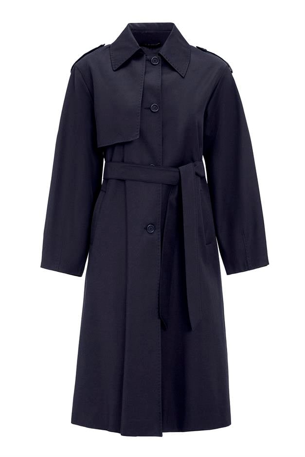 Comfortable Fit Water Repellent Trench Coat with Punto Stitching Detail NAVY 6769