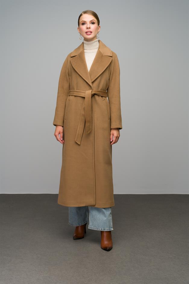 Raglan Sleeve Snap Closure Maxi Coat K. KAMEL 3063-Y