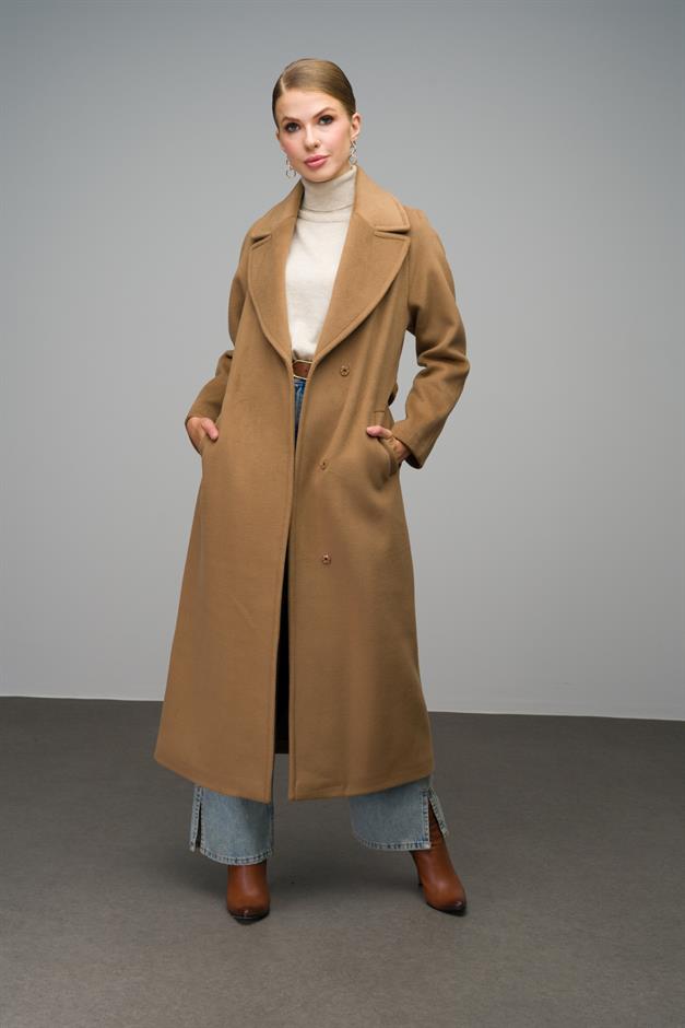 Raglan Sleeve Snap Closure Maxi Coat K. KAMEL 3063-Y