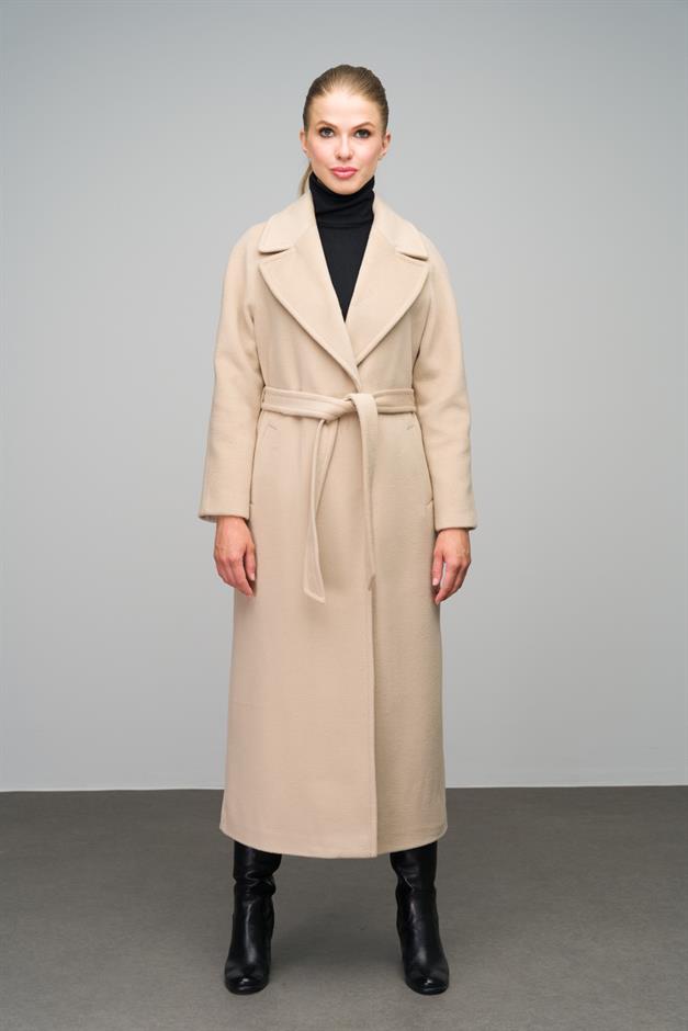 Raglan Sleeve Snap Closure Maxi Coat IVORY 3063-Y