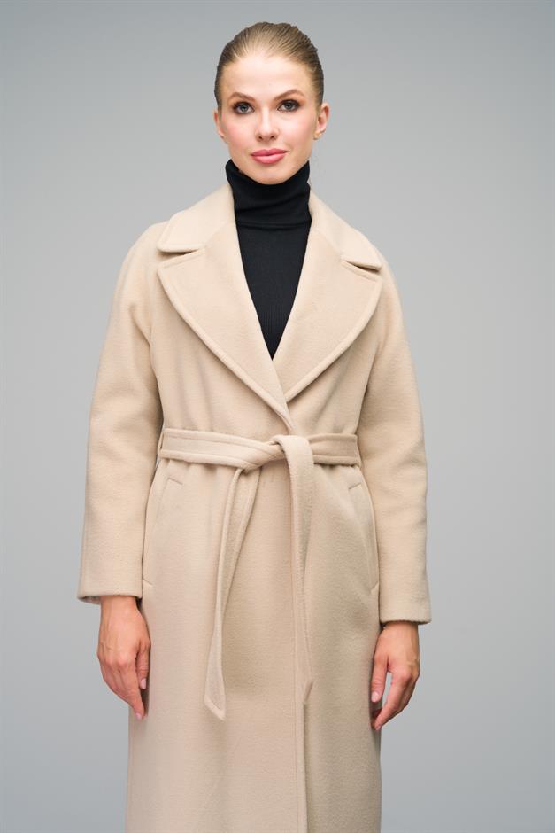 Raglan Sleeve Snap Closure Maxi Coat IVORY 3063-Y