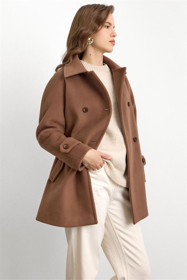 Reglan Kol Kruvaze Kısa Kaban A.KAHVE 3150