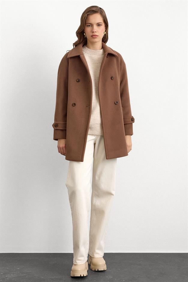 Reglan Kol Kruvaze Kısa Kaban A.KAHVE 3150