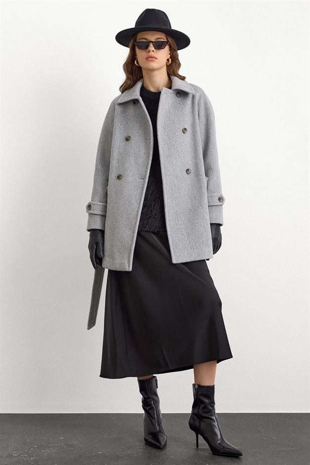 Reglan Kol Kruvaze Kısa Kaban AÇIK GRİ 3150