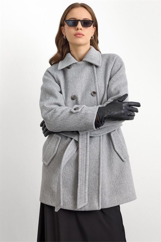 Reglan Kol Kruvaze Kısa Kaban AÇIK GRİ 3150