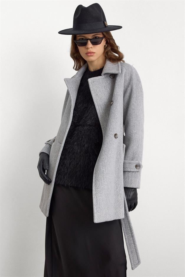 Reglan Kol Kruvaze Kısa Kaban AÇIK GRİ 3150