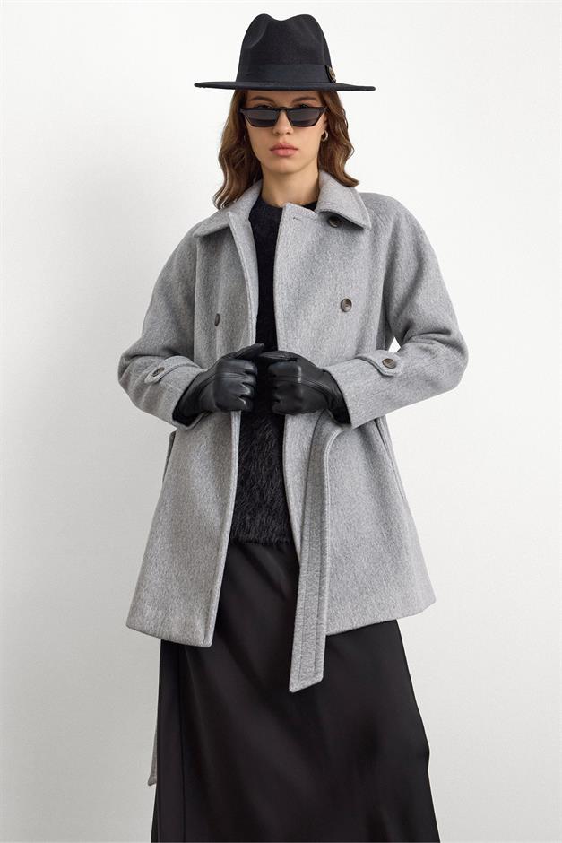 Reglan Kol Kruvaze Kısa Kaban AÇIK GRİ 3150