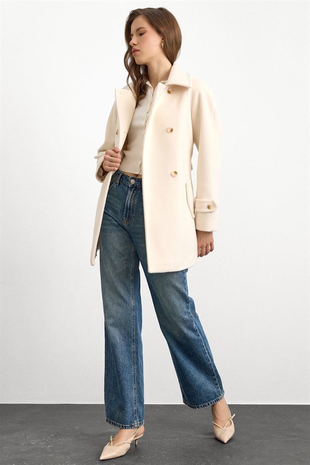 Reglan Kol Kruvaze Kısa Kaban EKRU 3150